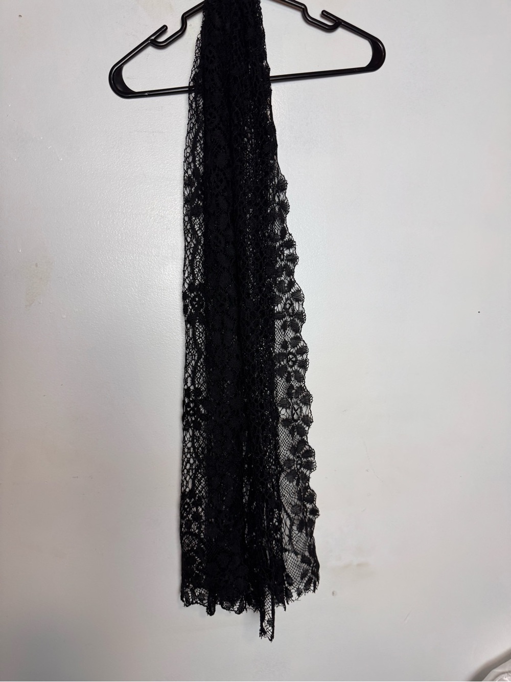 Black lace scarf with floral detail